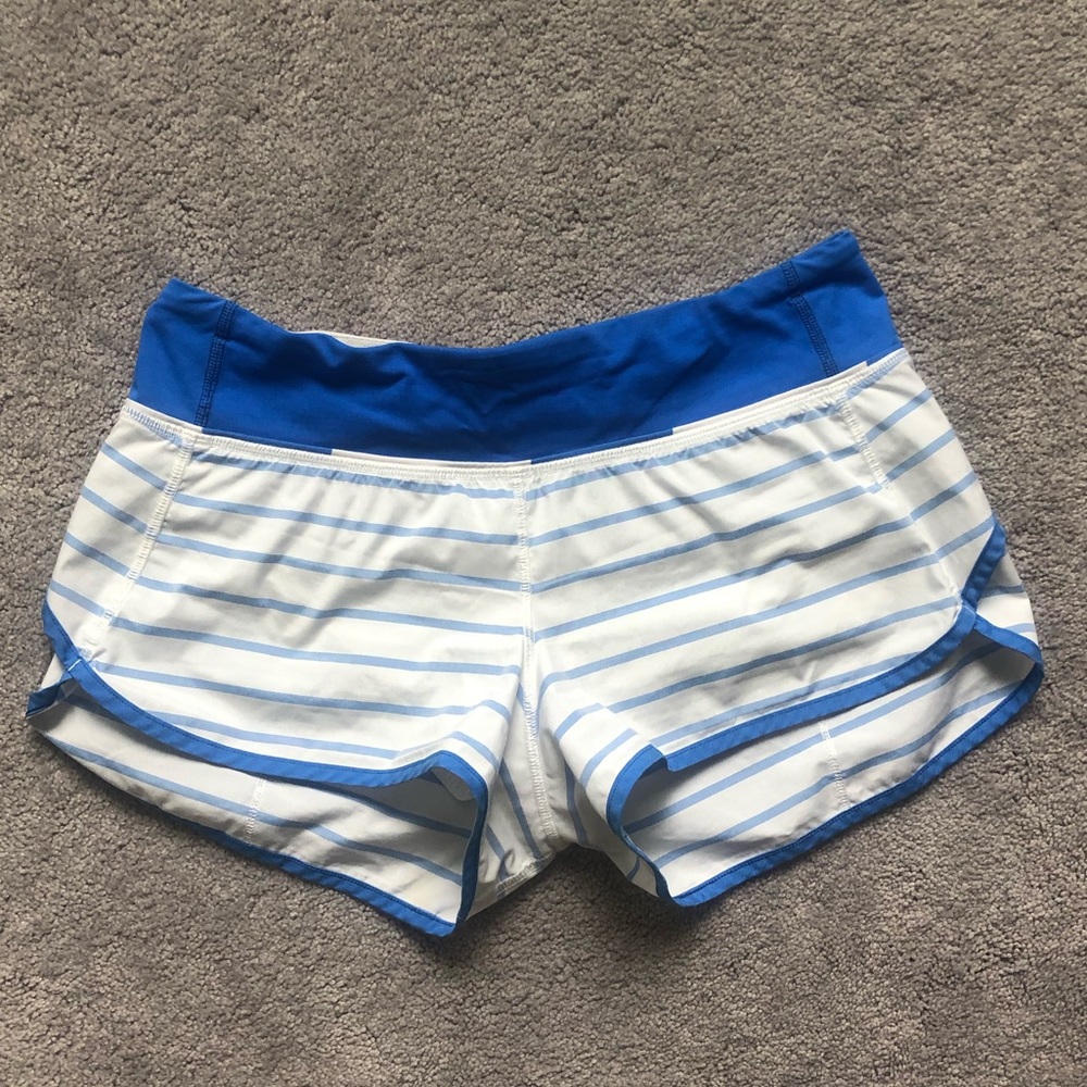 Lululemon speed short 2” blue and white stripes